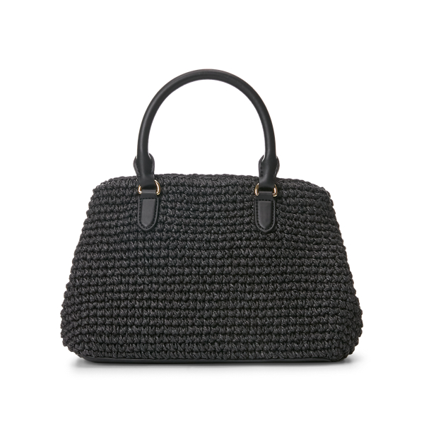 Black/Black Crochet-Straw Mini Marcy II Satchel Lauren 4