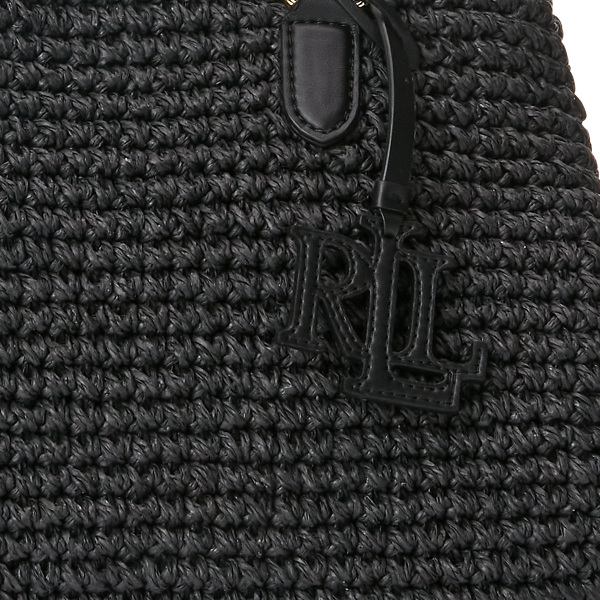 Black/Black Crochet-Straw Mini Marcy II Satchel Lauren 6