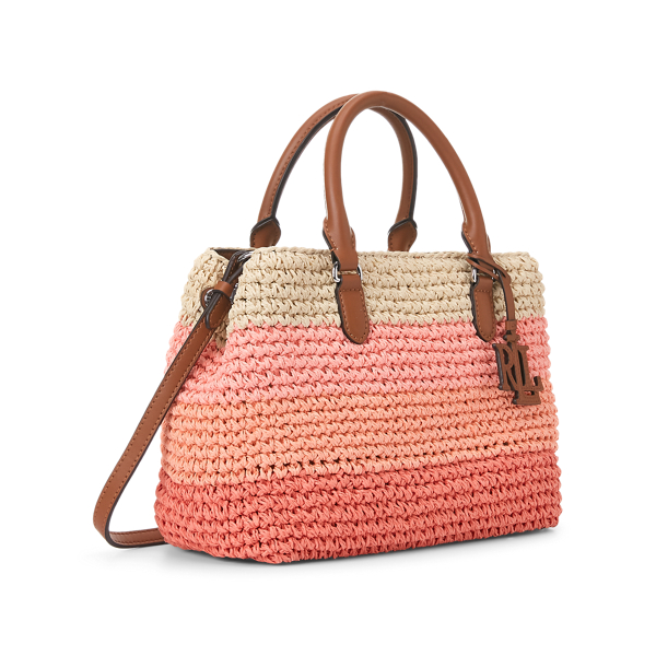 Warm Stripe/Lauren Tan Crochet-Straw Mini Marcy II Satchel Lauren 3