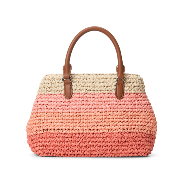 Warm Stripe/Lauren Tan Crochet-Straw Mini Marcy II Satchel Lauren 4