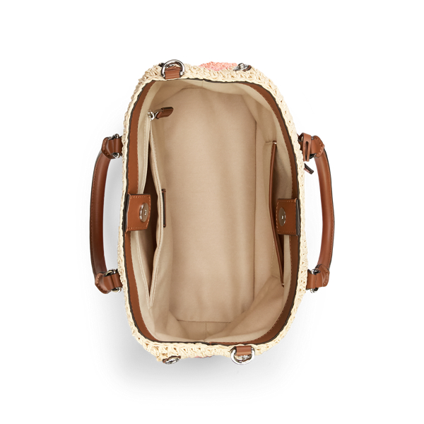 Warm Stripe/Lauren Tan Crochet-Straw Mini Marcy II Satchel Lauren 5