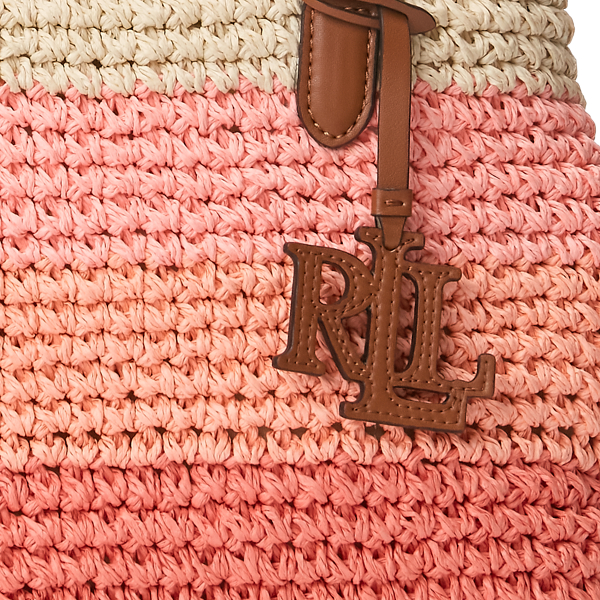 Warm Stripe/Lauren Tan Crochet-Straw Mini Marcy II Satchel Lauren 6