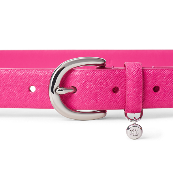 Nouveau Bright Pink Charm Saffiano Leather Belt Lauren 2