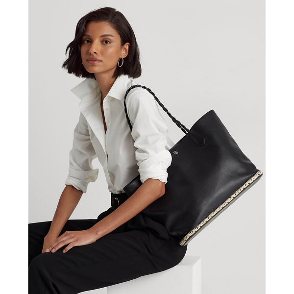 Black Canvas Large Hutton Striped Tote Lauren 7