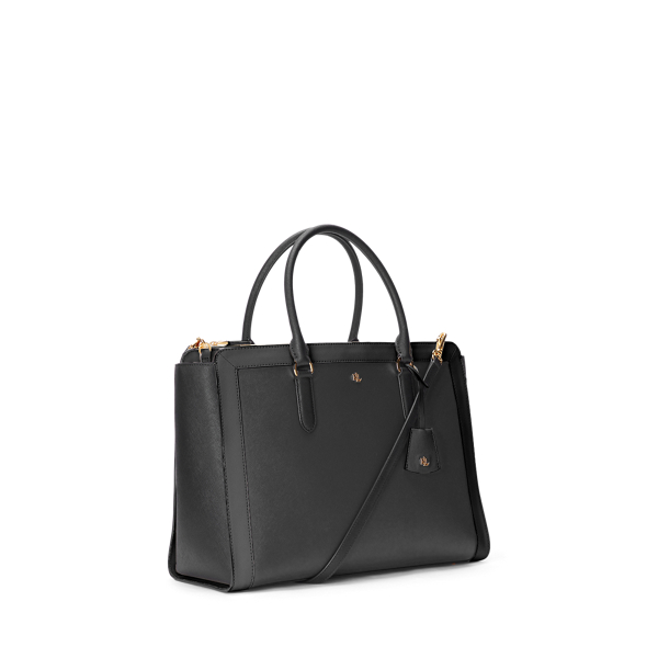 Black Crosshatch Leather Large Brooke Satchel Lauren 4