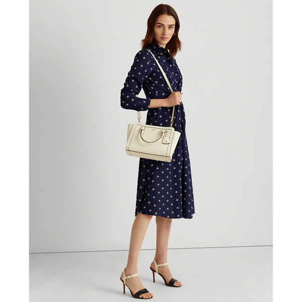 Vanilla Crosshatch Leather Medium Brooke Satchel Lauren 8