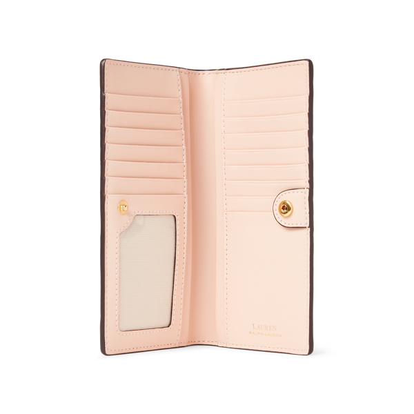 Ballet Pink Crosshatch Leather Slim Wallet Lauren 3