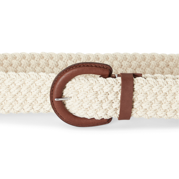 Natural/Lauren Tan Woven Vachetta-Trim Belt Lauren 2