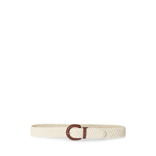 Woven Vachetta-Trim Belt Lauren w 1