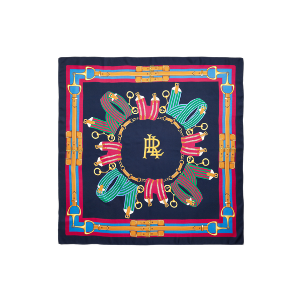 Refined Navy Sally Square Silk Twill Scarf Lauren 2