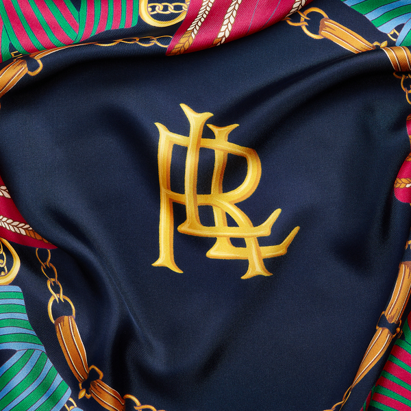 Refined Navy Sally Square Silk Twill Scarf Lauren 3