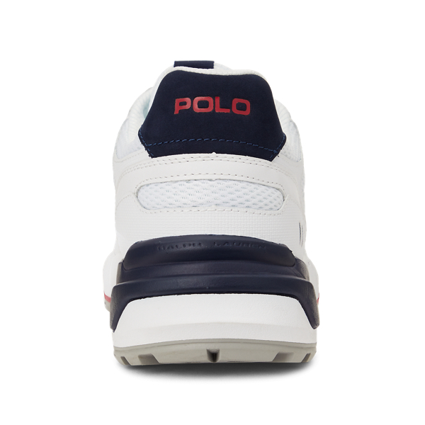 White/Newport Navy/ Red Jogger Leather & Mesh Sneaker Polo Ralph Lauren 3
