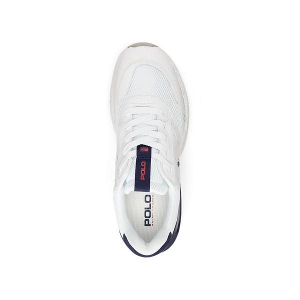 White/Newport Navy/ Red Jogger Leather & Mesh Sneaker Polo Ralph Lauren 4