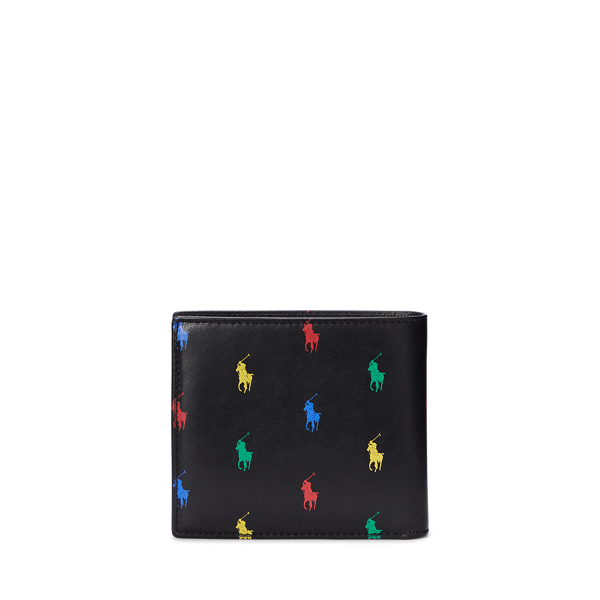 Black Allover Pony Leather Billfold Wallet Polo Ralph Lauren 2