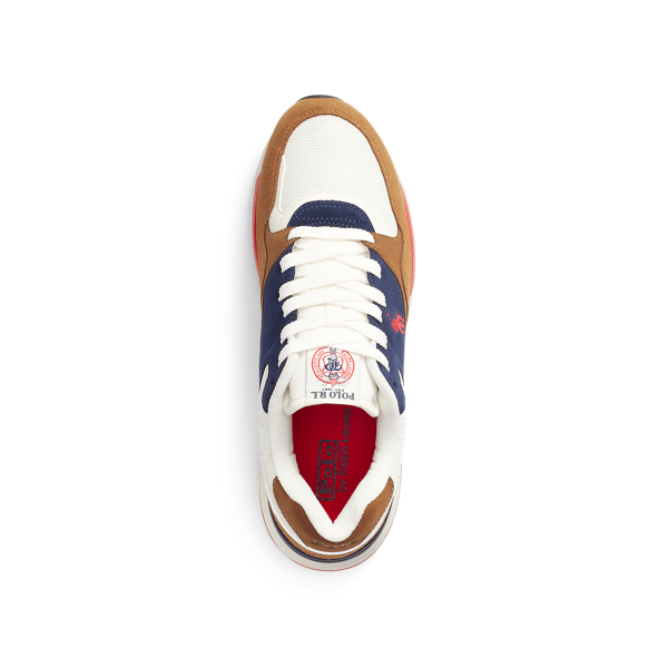 Tan/Navy/Red Trackster 100 Suede Trainer Polo Sport 4