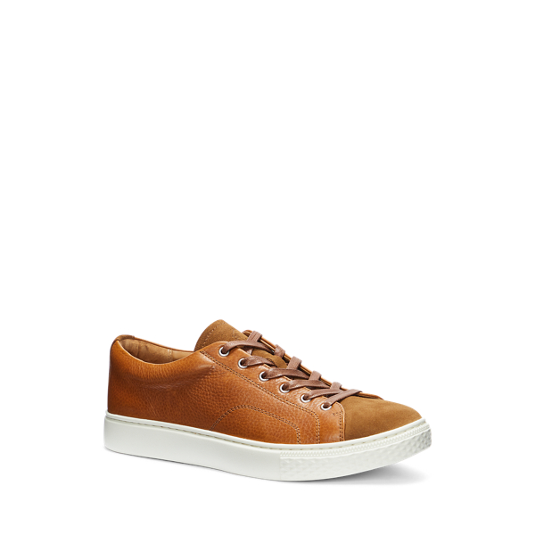 Tan Dunovin Leather &amp; Suede Trainer Polo Sport 2