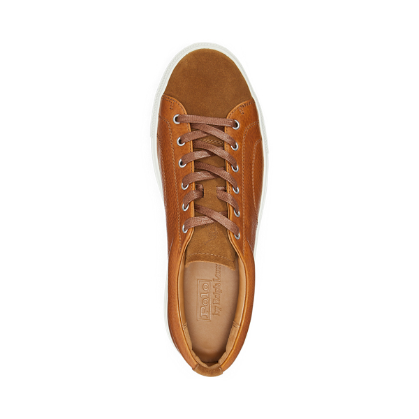 Tan Dunovin Leather &amp; Suede Trainer Polo Sport 4