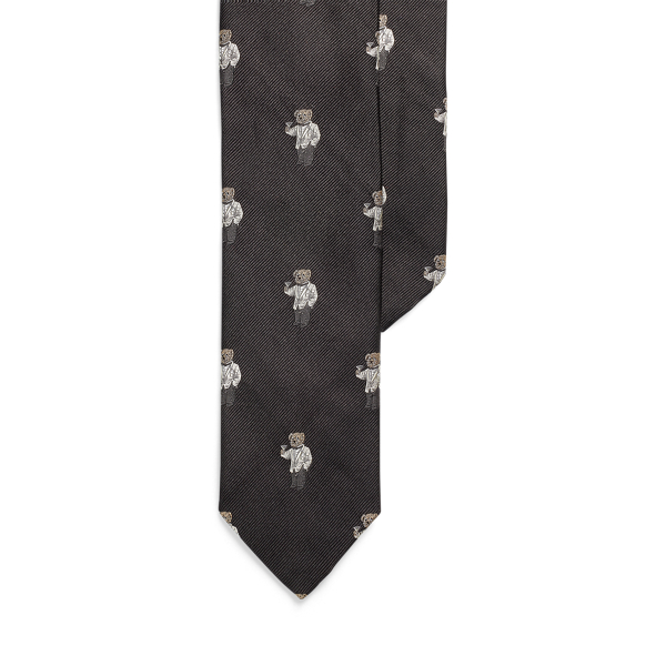 Corbata estrecha de seda con Polo Bear
