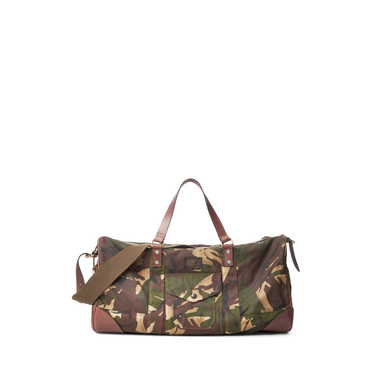 Leather Trim Camo Canvas Duffel