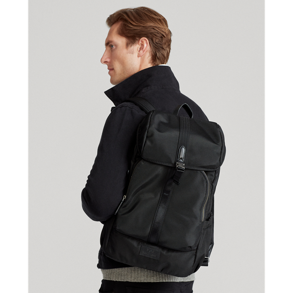 Black Leather-Trim Backpack Polo Ralph Lauren 6