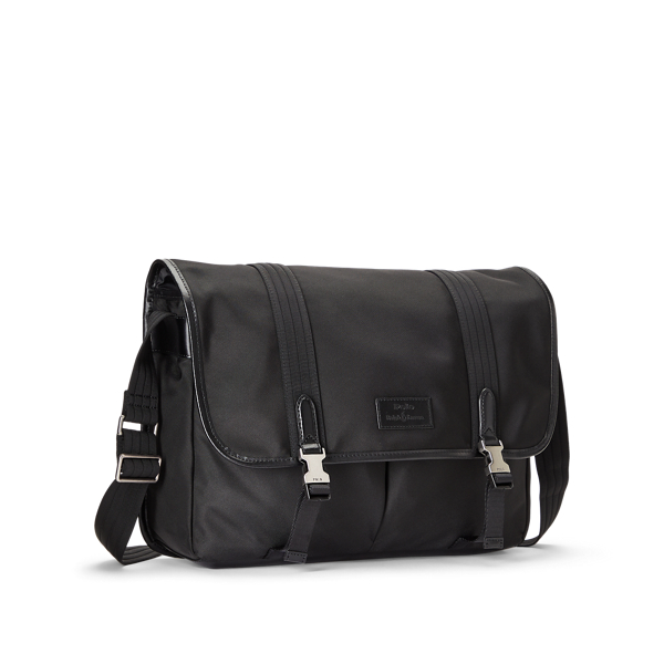 Black Leather-Trim Messenger Bag Polo Ralph Lauren 2
