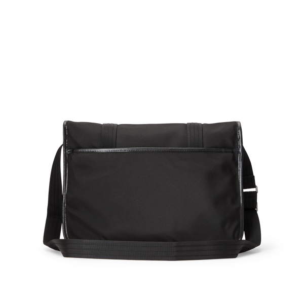Black Leather-Trim Messenger Bag Polo Ralph Lauren 3