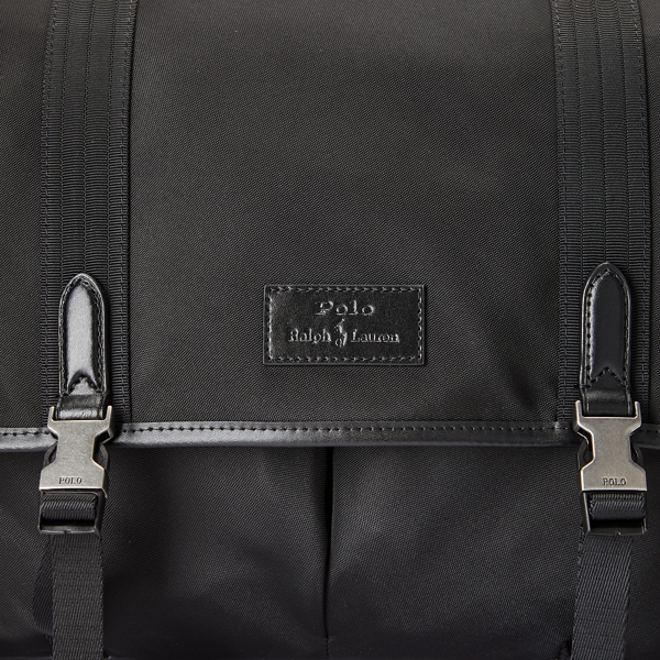 Black Leather-Trim Messenger Bag Polo Ralph Lauren 5