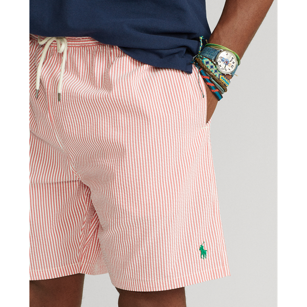 Sunrise Red Seersucker Traveller Classic Fit Swimming Trunks Big & Tall 6