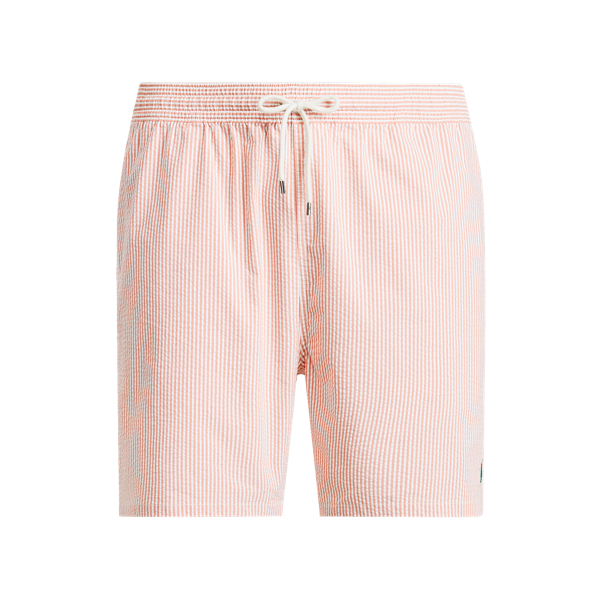 Sunrise Red Seersucker Traveller Classic Fit Swimming Trunks Big & Tall 2