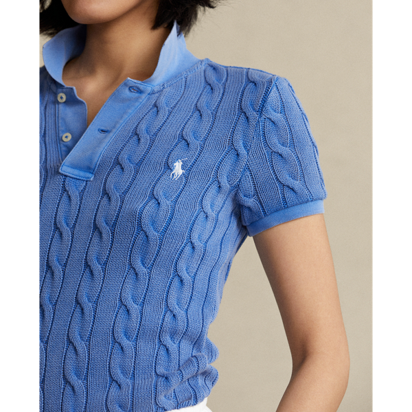 Keel Blue Cable-Knit Polo Shirt Polo Ralph Lauren 6