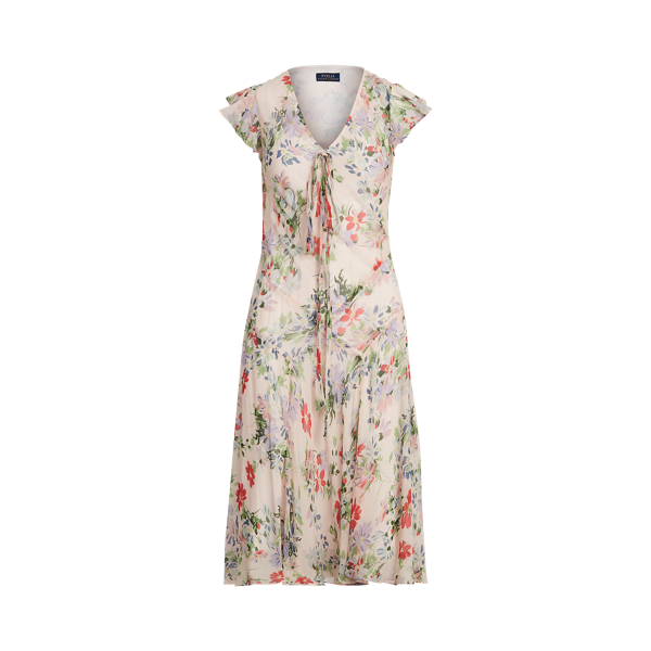 Floral Flutter-Sleeve Dress