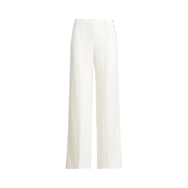 Buttoned-Placket Linen Trouser Polo Ralph Lauren 1