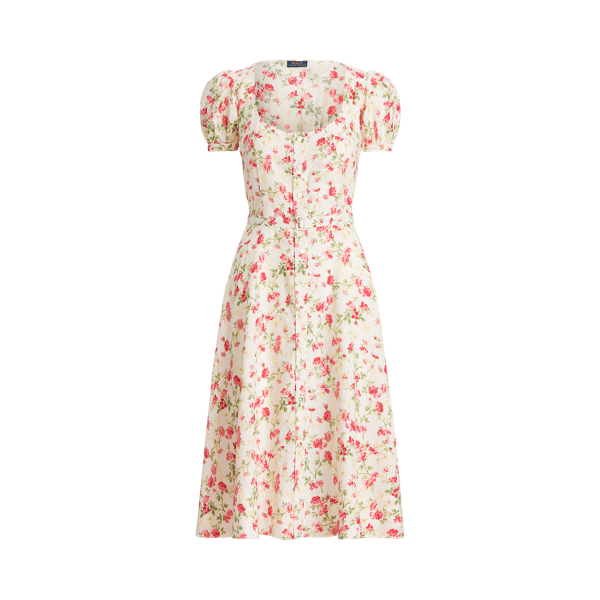 Floral Belted Linen Dress Polo Ralph Lauren 1