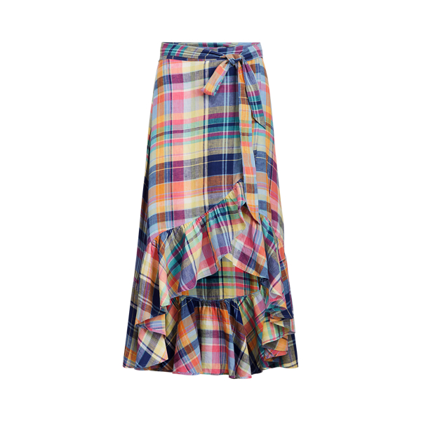 Madras Linen Wrap Skirt Polo Ralph Lauren 1