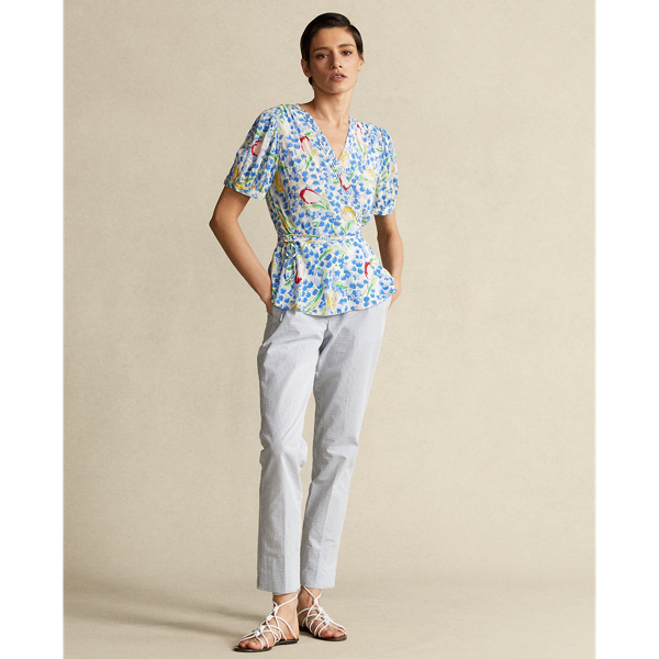 Chemisier cache-coeur fleuri Polo Ralph Lauren en Blue Tulip Print 3