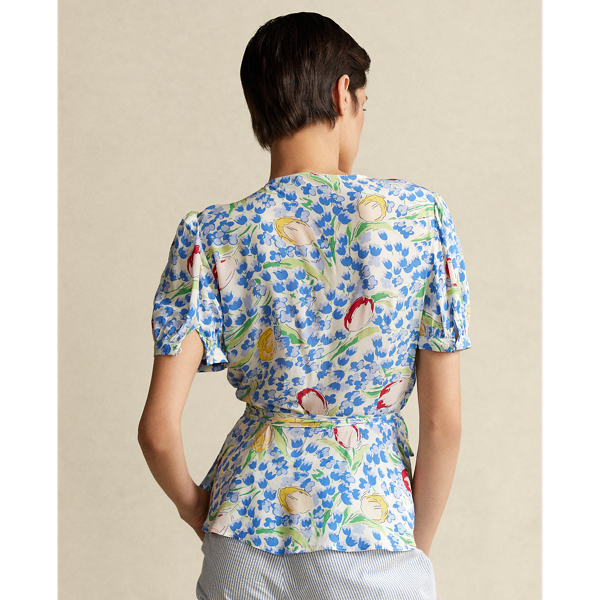Chemisier cache-coeur fleuri Polo Ralph Lauren en Blue Tulip Print 4