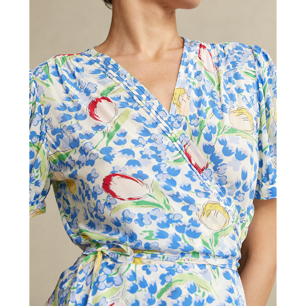 Chemisier cache-coeur fleuri Polo Ralph Lauren en Blue Tulip Print 5