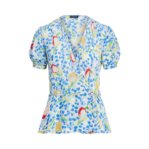 Chemisier cache-coeur fleuri Polo Ralph Lauren en Blue Tulip Print 2