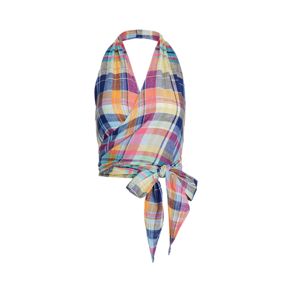 Neckholder-Leinentop mit Madraskaro Polo Ralph Lauren in 1