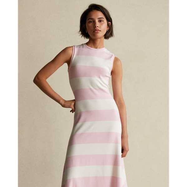 Striped Sleeveless Dress Polo Ralph Lauren in Bathpink/ Deckwash White 3