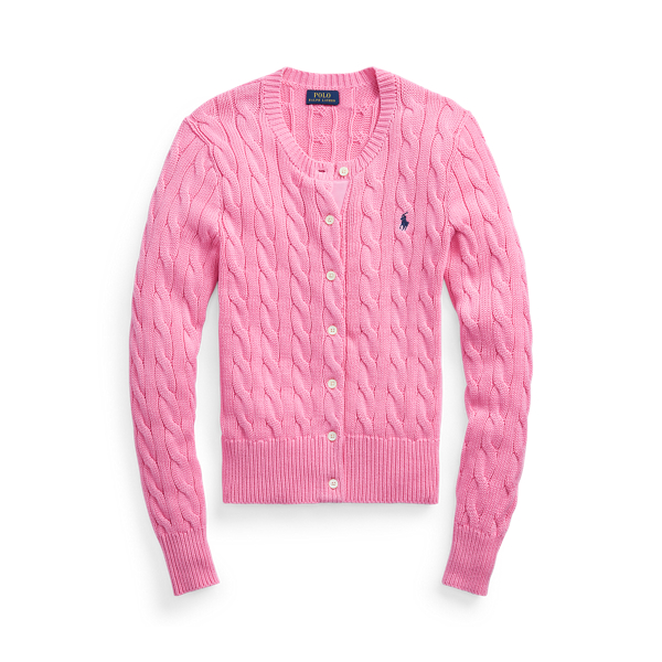 Cardigan de malha tran&ccedil;ada de algod&atilde;o Polo Ralph Lauren em 1