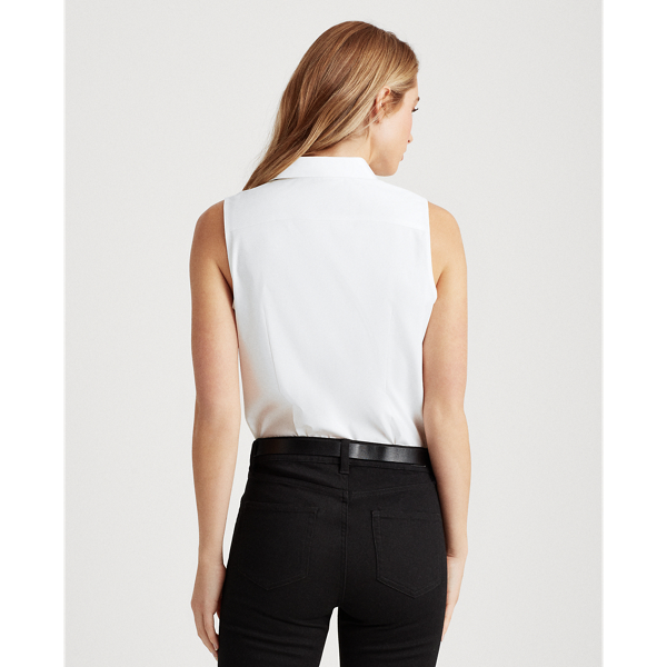 White Easy Care Cotton-Blend Shirt Lauren Petite 4