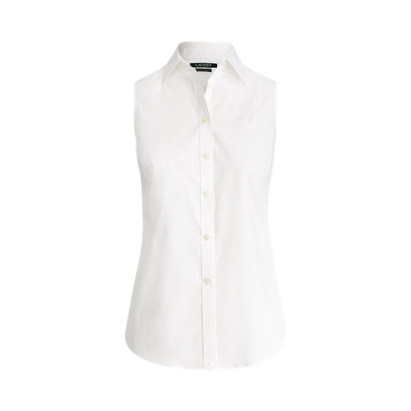 White Easy Care Cotton-Blend Shirt Lauren Petite 2