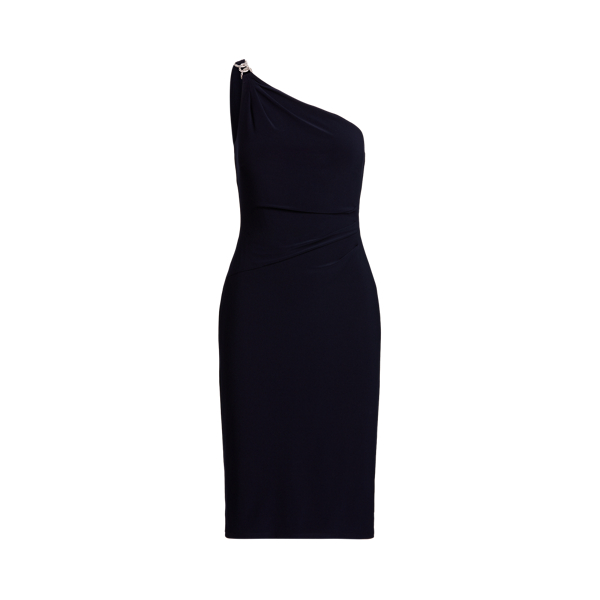 Lighthouse Navy One-Shoulder Jersey Cocktail Dress Lauren 2