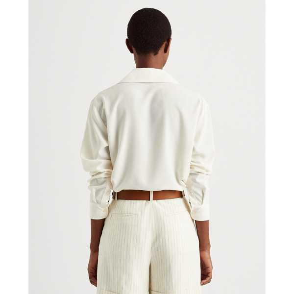 Mascarpone Cream Double-Breasted Georgette Tunic Lauren 5