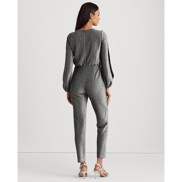Black/Silver Metallic Long-Sleeve Jumpsuit Lauren 5