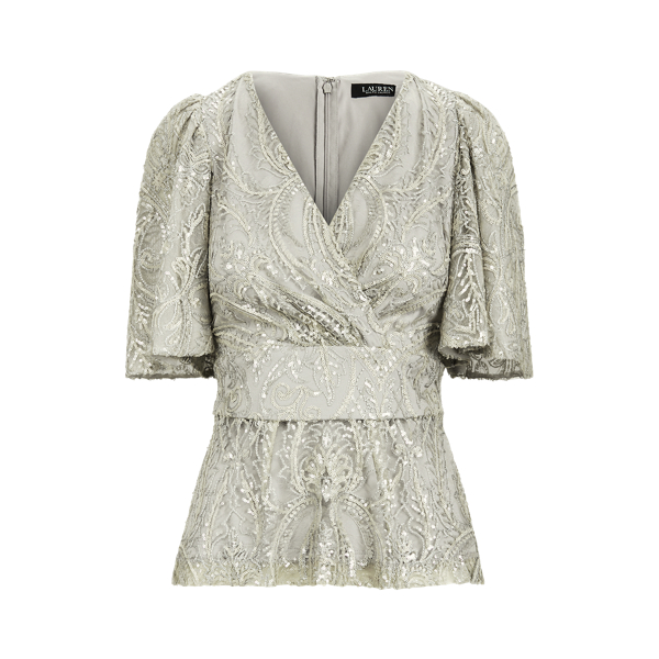 Sequined Elbow-Sleeve Top Lauren 1