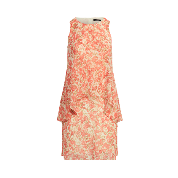 Floral Layered Georgette Dress Lauren Woman 1
