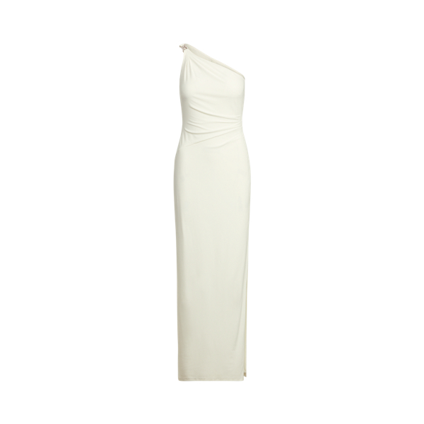 Robe du soir asym&eacute;trique jersey Lauren en 1