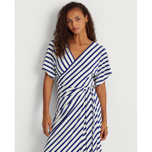 Cream/Royal Chevron Jersey Dress Lauren 4